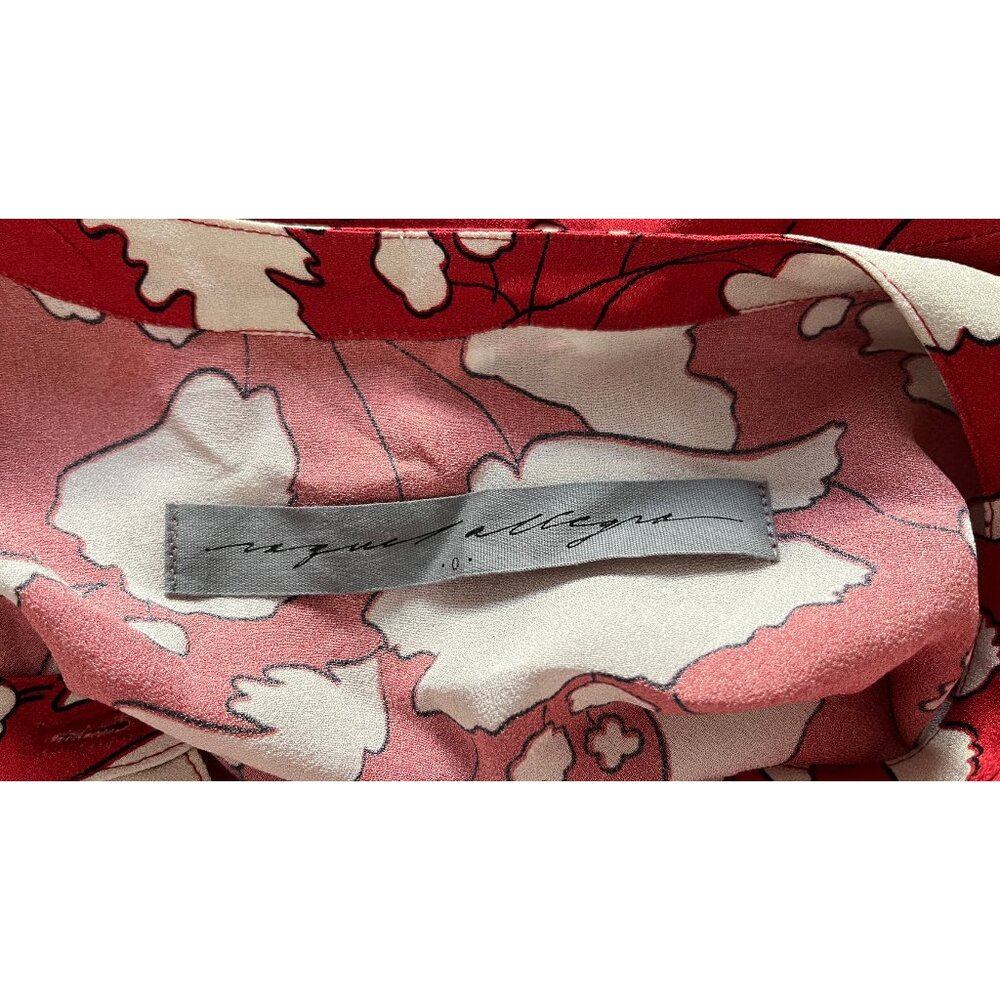 RAQUEL ALLEGRA RED LEAF PRINT DRESS S - Picture 7 of 8